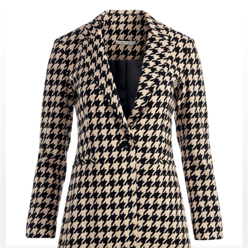 Alice + Olivia Breann Black and Houndstooth Fitted Blazer - Picture 5 of 13